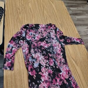 Floral Women's Blouse - Pink and Black